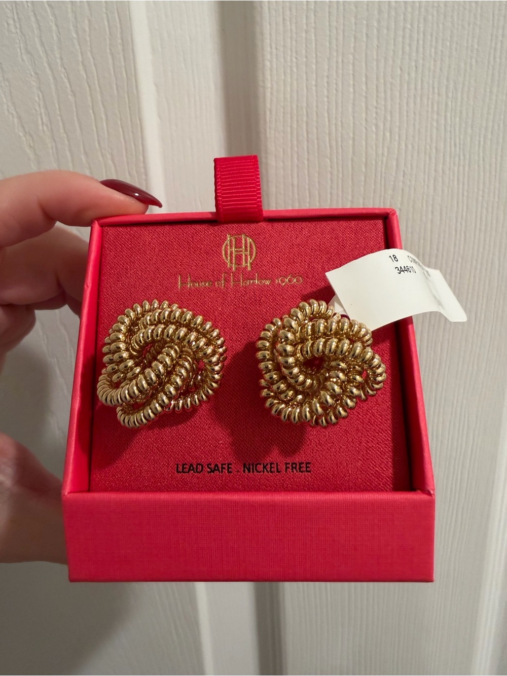 House of Harlow 1960 Shiny Gold Coiled Knot Earrings